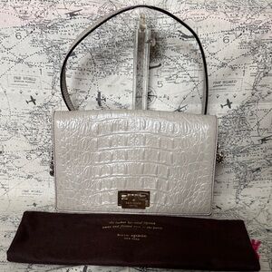 Kate Spade Ivory Croc-Embossed Shoulder Bag